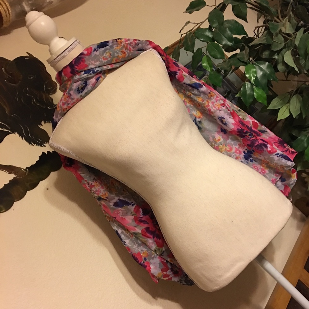 Dazzle floral gray pink scarf wrap 80”L